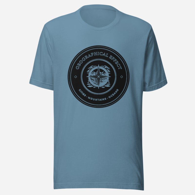 Geographical Effect Compass Crest Tee in Steel Blue