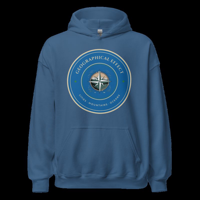Geographical Effect Compass Crest Hoodie Indigo Blue