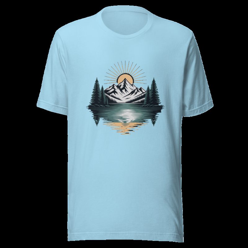 Geographical Effect Mountain Lake Tee Ocean Blue