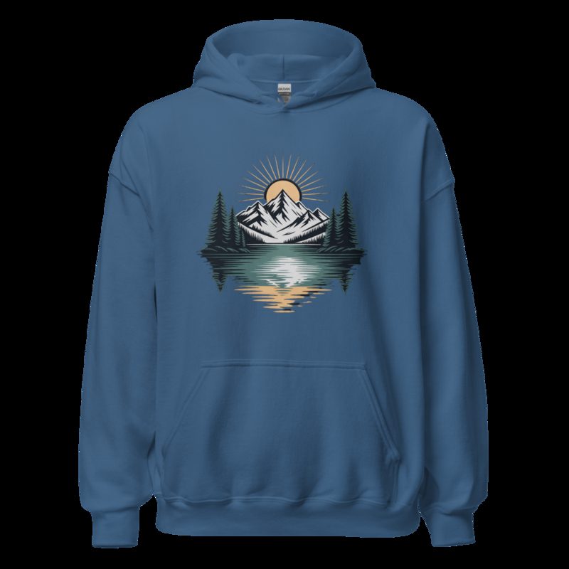 Geographical Effect Mountain Lake Hoodie Indigo Blue