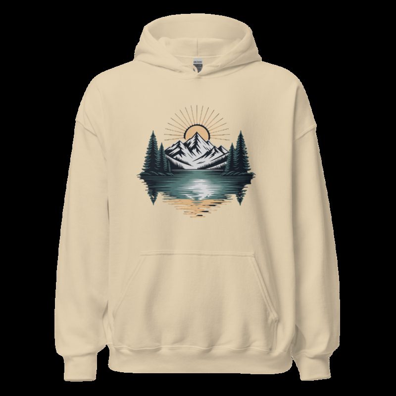 Geographical Effect Mountain Lake Hoodie Sand