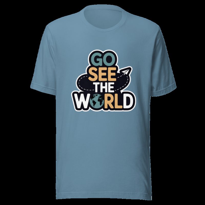 Geographical Effect Go See The World Tee Steel Blue