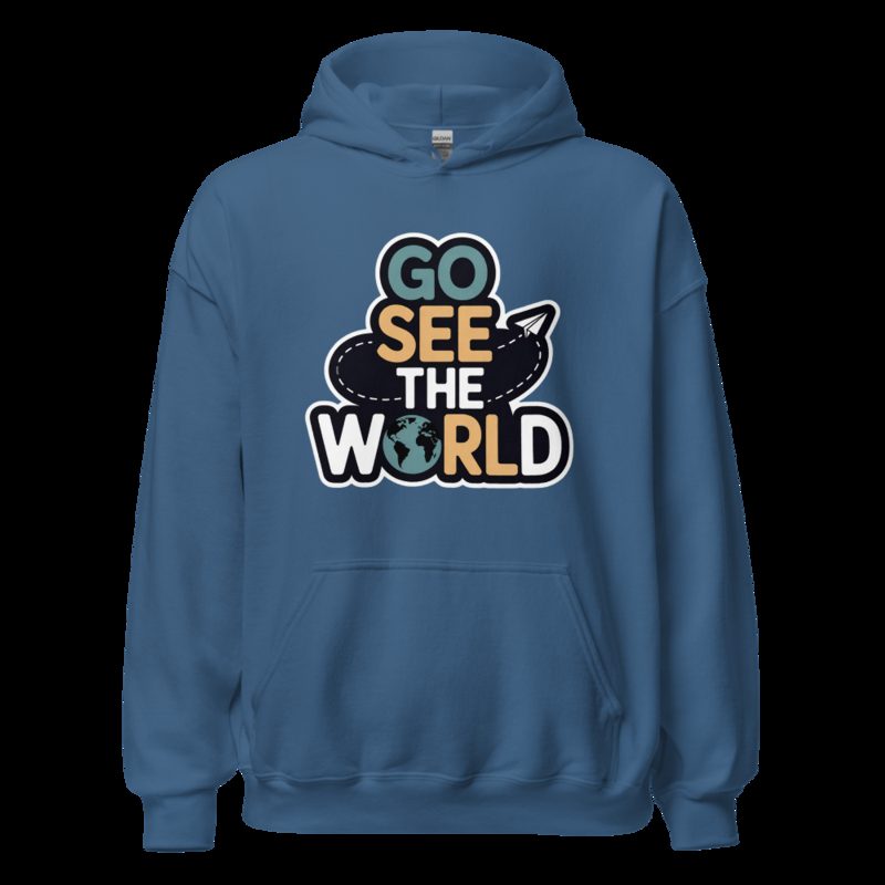 Geographical Effect Go See The World Hoodie Indigo Blue