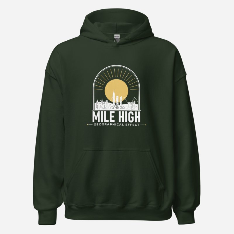 Geographical Effect Mile High Skyline Hoodie in Forest Green