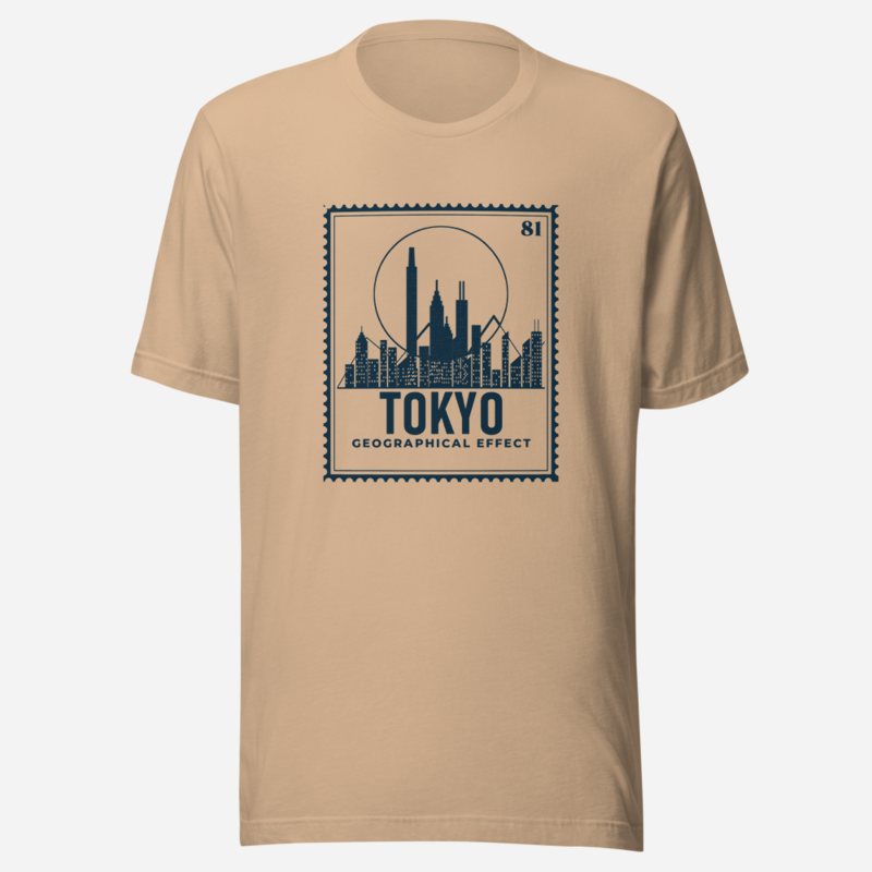 Geographical Effect Tokyo Stamp Tee in Tan
