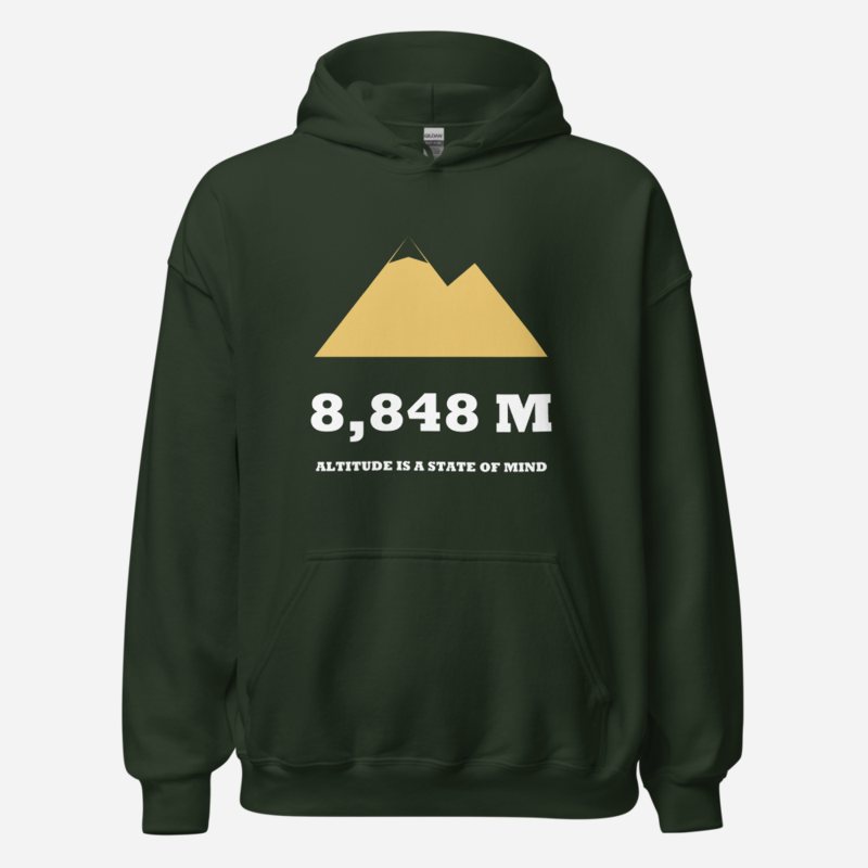 Geographical Effect 8848 Meters Hoodie in Forest Green