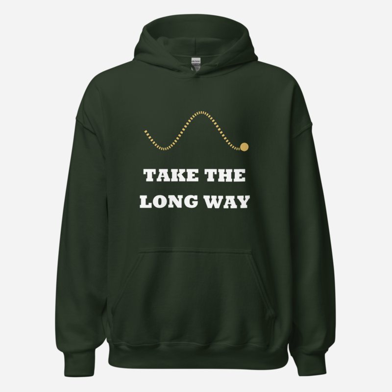 Geographical Effect Take The Long Way Hoodie in Forest Green