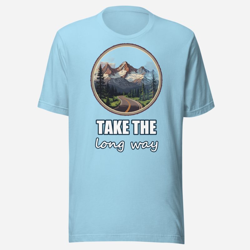 Geographical Effect Take The Long Way Badge Tee Ocean Blue