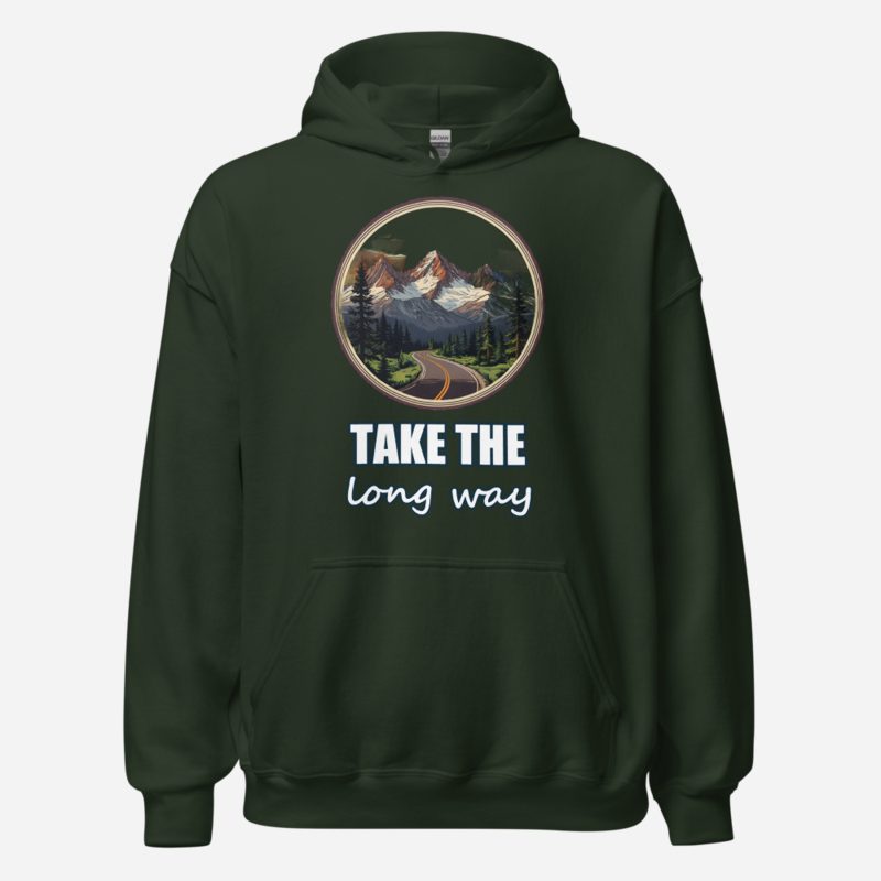 Geographical Effect Take The Long Way Badge Hoodie Forest Green