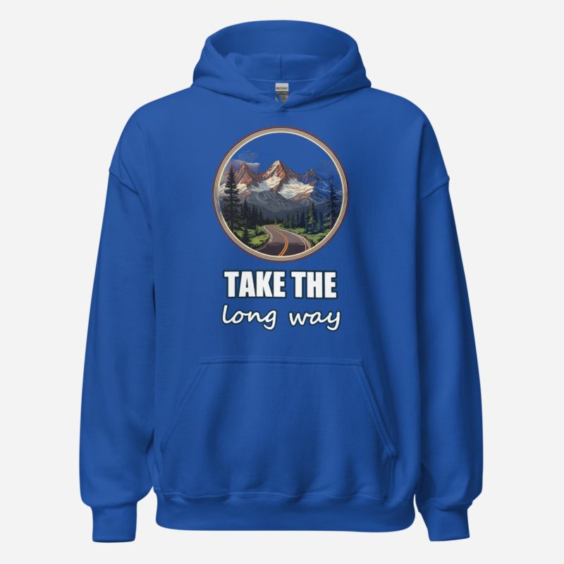 Geographical Effect Take The Long Way Badge Hoodie in Royal