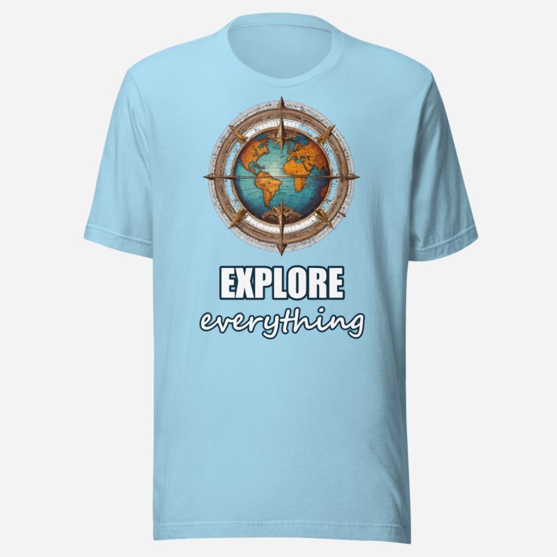 Geographical Effect Explore Everything Globe Tee in Ocean Blue