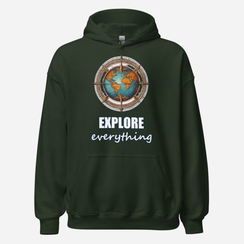 Geographical Effect Explore Everything Globe Hoodie Forest Green