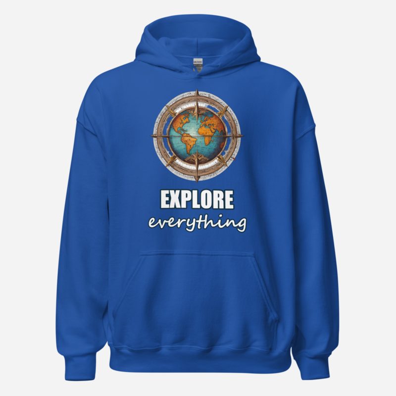 Geographical Effect Explore Everything Globe Hoodie in Royal