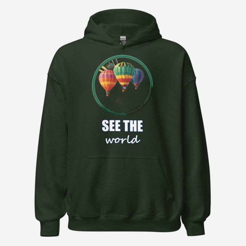 Geographical Effect See The World Balloons Hoodie Forest Green