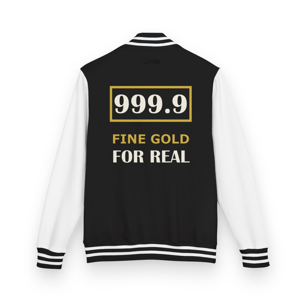 Gold For Real 999.9 Fine Gold Varsity Jacket Jet Black/Arctic White