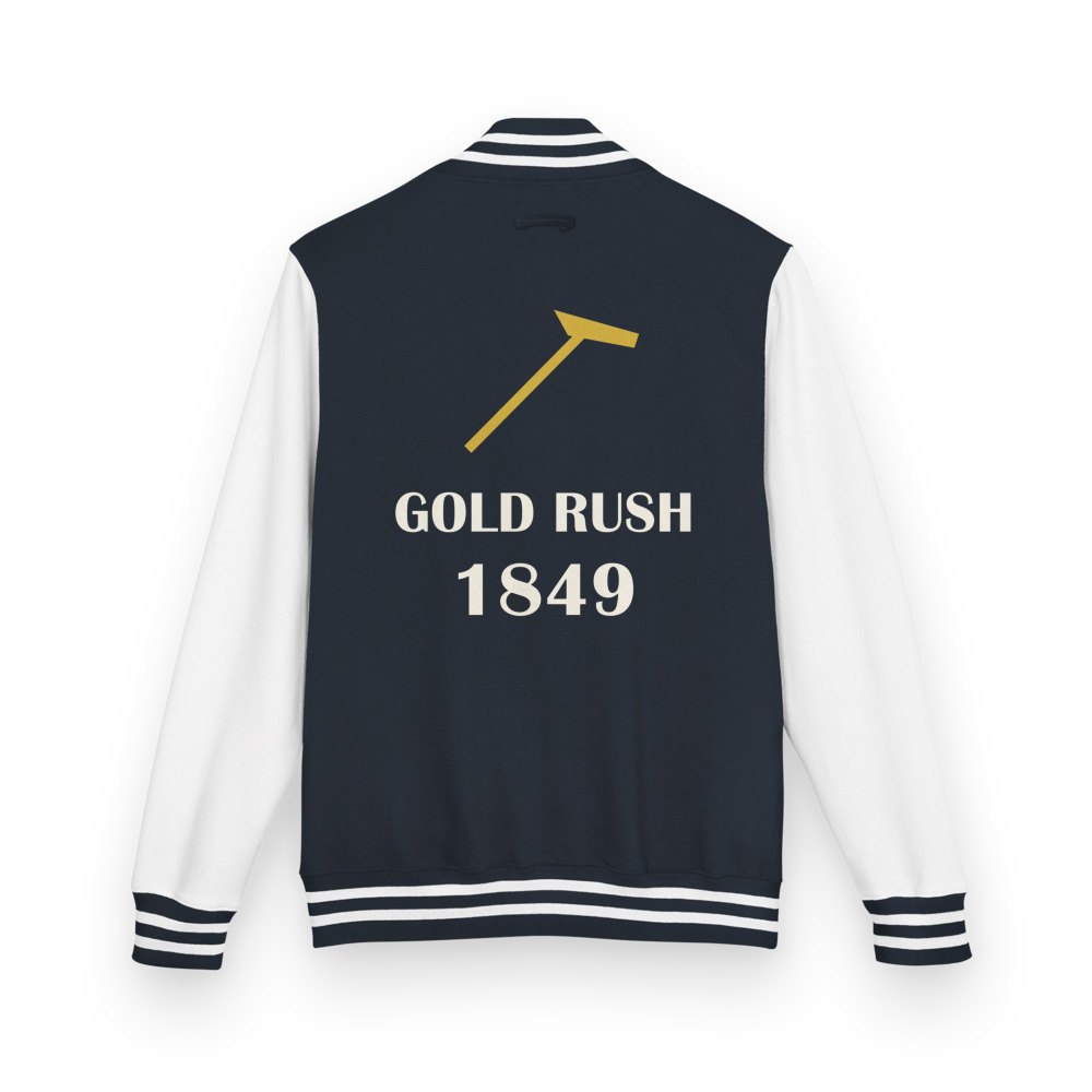Gold For Real Gold Rush 1849 Varsity Jacket Oxford Navy/Arctic White