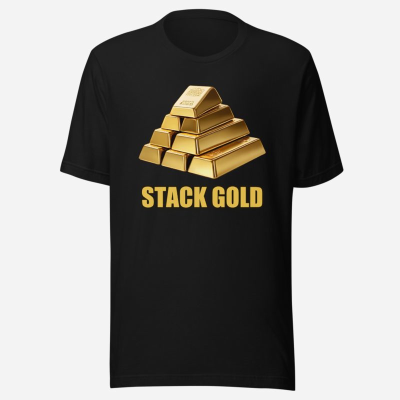Gold For Real Stack Gold Bars Tee in Black