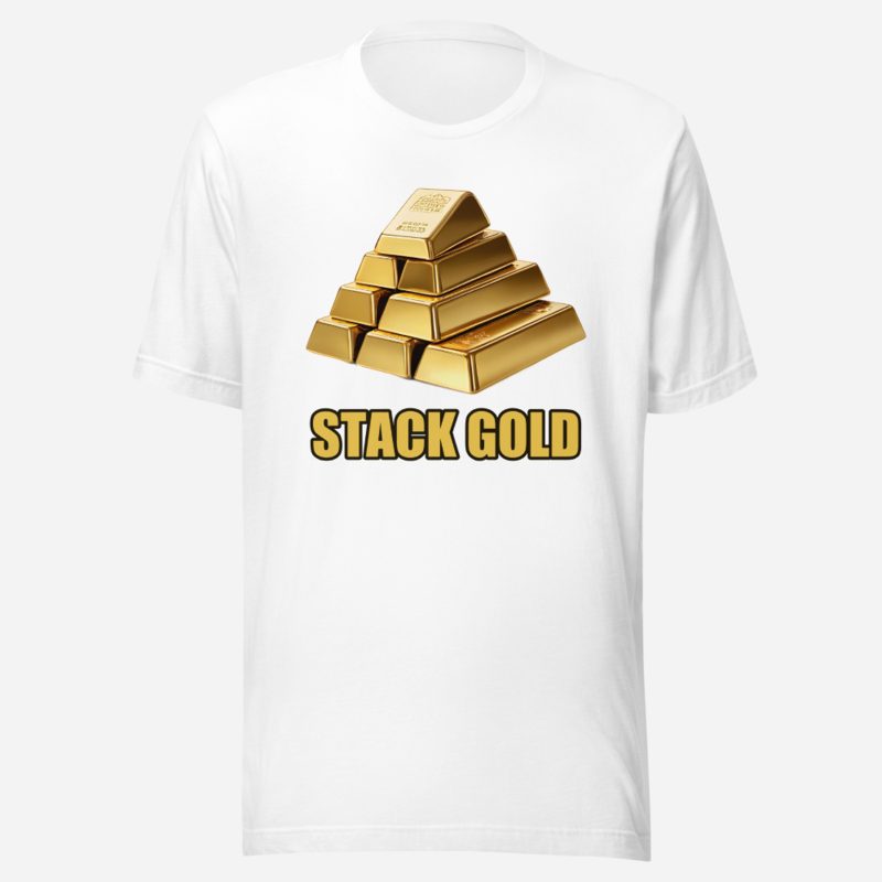 Gold For Real Stack Gold Bars Tee in White