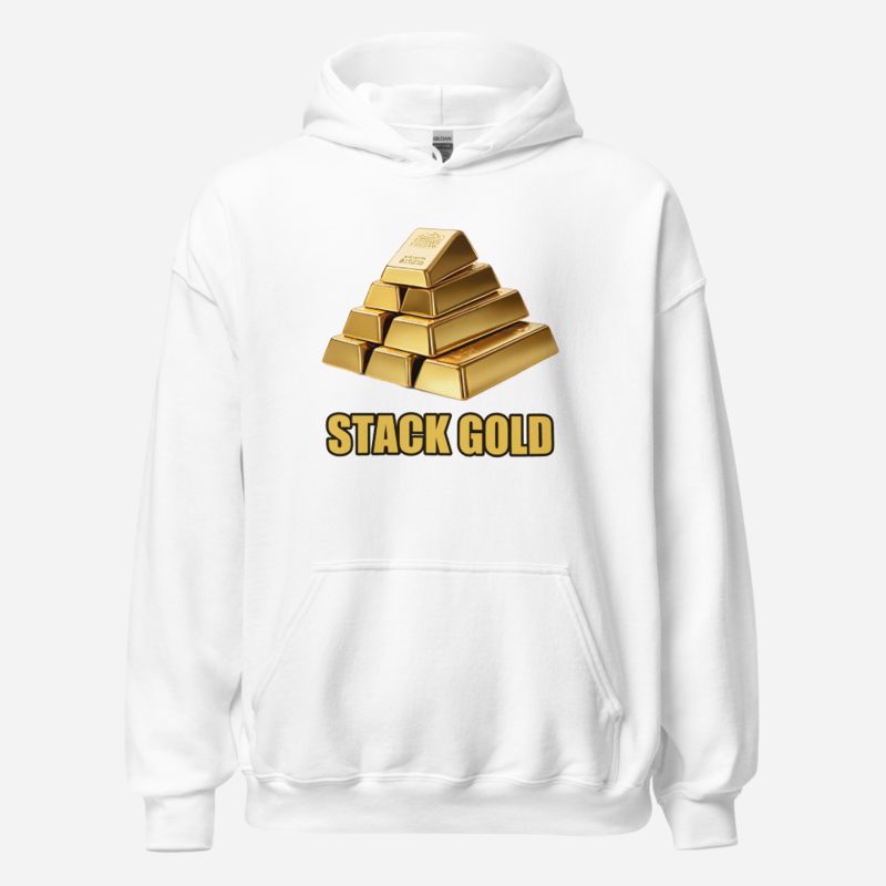 Gold For Real Stack Gold Bars Hoodie in White