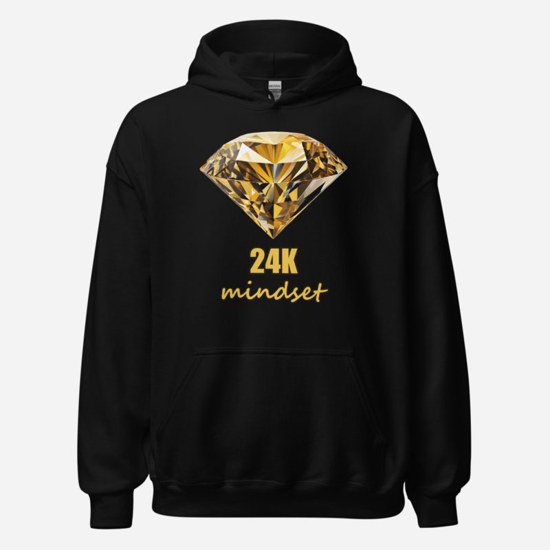 Gold For Real 24K Mindset Diamond Hoodie in Black