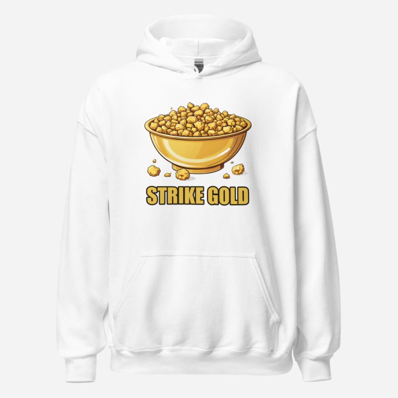 Gold For Real Strike Gold Pan Hoodie in White