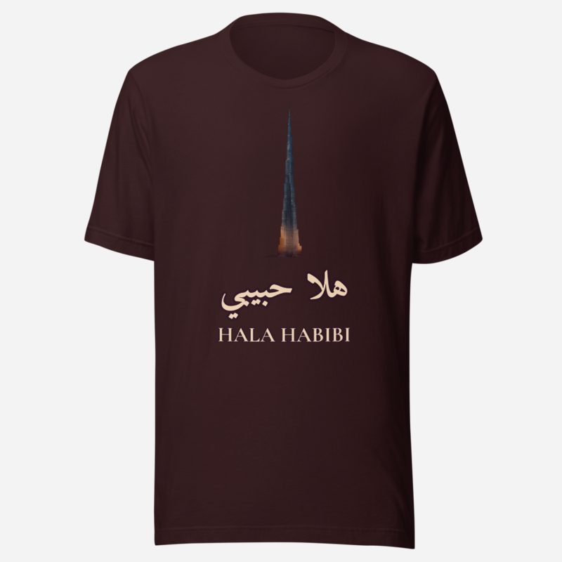 Hala Habibi Hala Habibi Skyline Tee in Oxblood Black