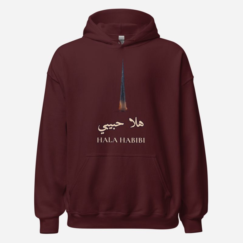 Hala Habibi Hala Habibi Skyline Hoodie in Maroon