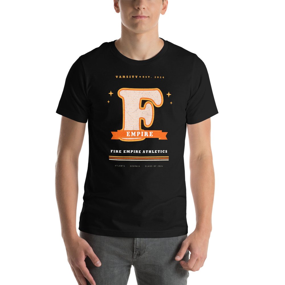 Fire Empire Varsity F Letterman Empire Tee Front