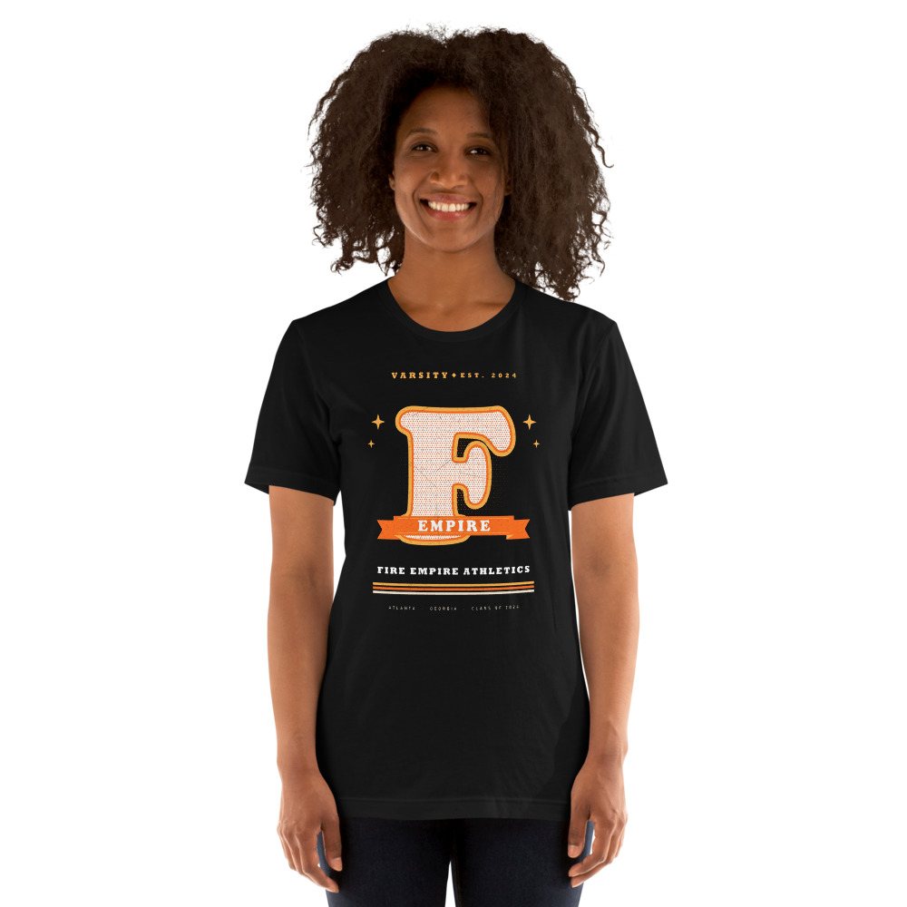Fire Empire Varsity F Letterman Empire Tee Front