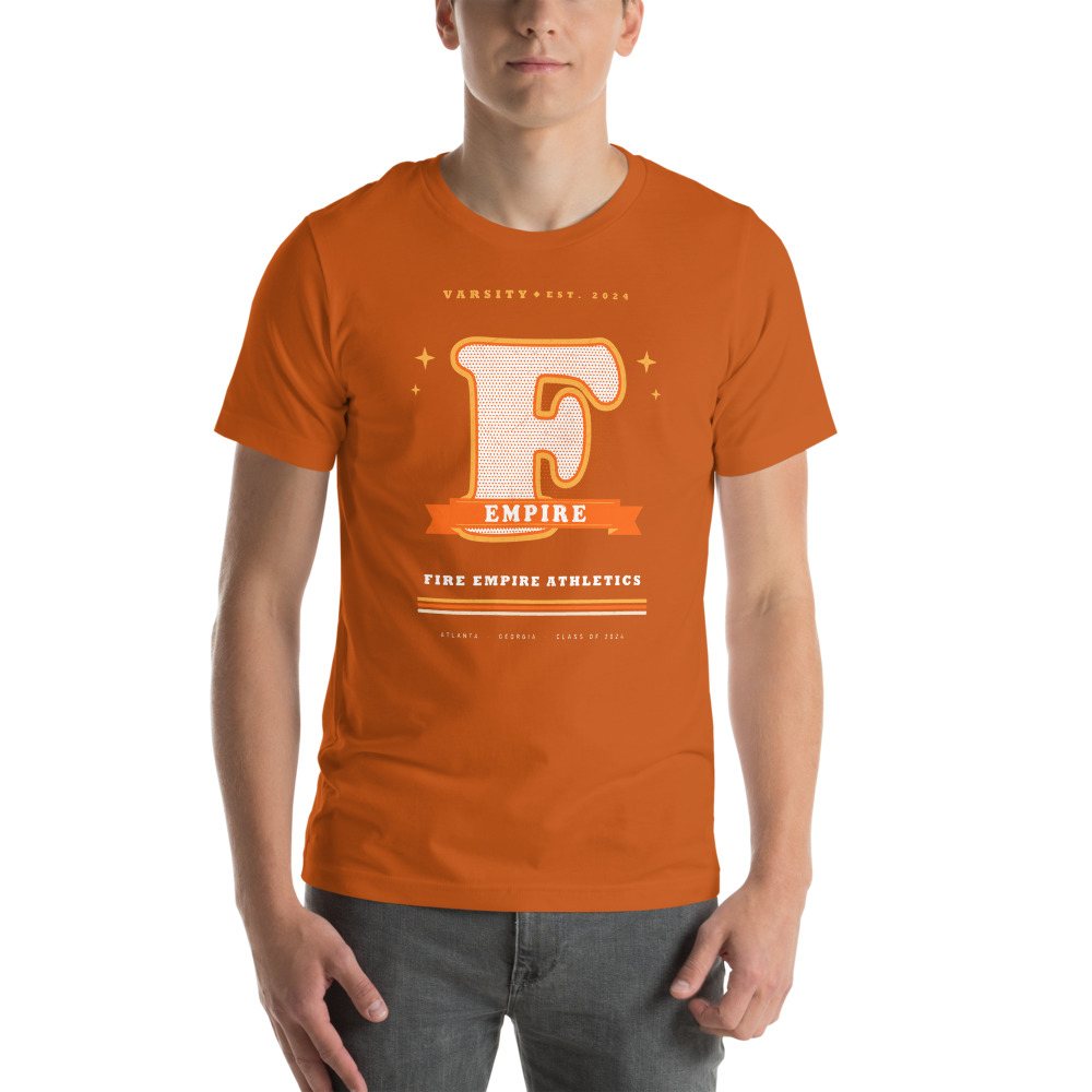 Fire Empire Varsity F Letterman Empire Tee Front