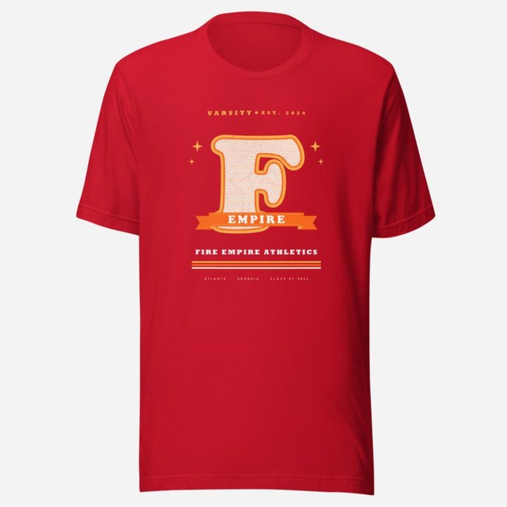 Fire Empire Varsity F Letterman Empire Tee in Red