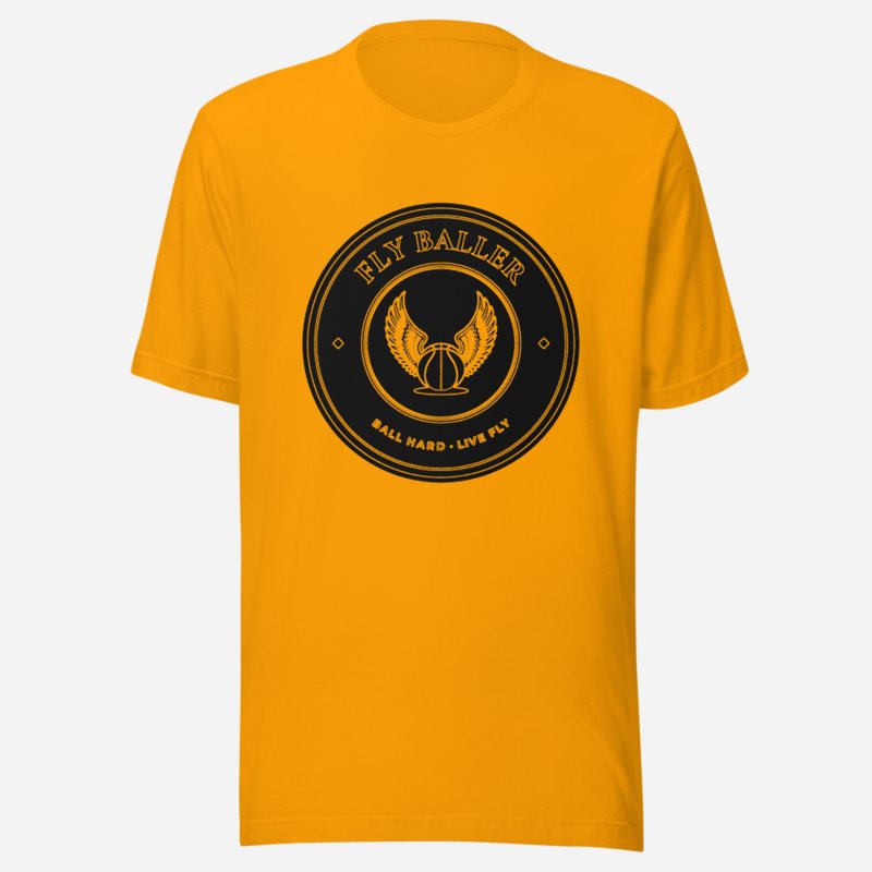 Fly Baller Winged Ball Crest Tee in Gold