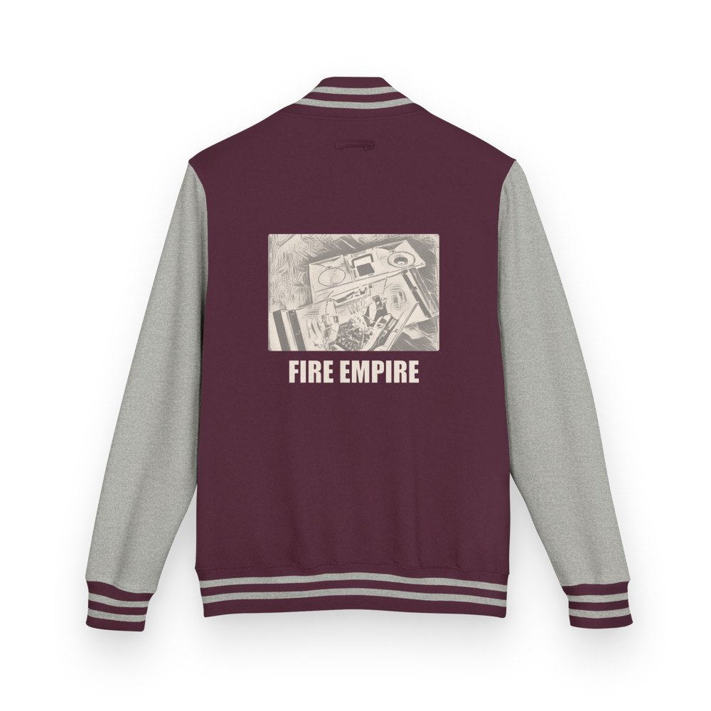 Fire Empire Broken Speakers B&W Varsity Jacket Burgundy/Heather Grey