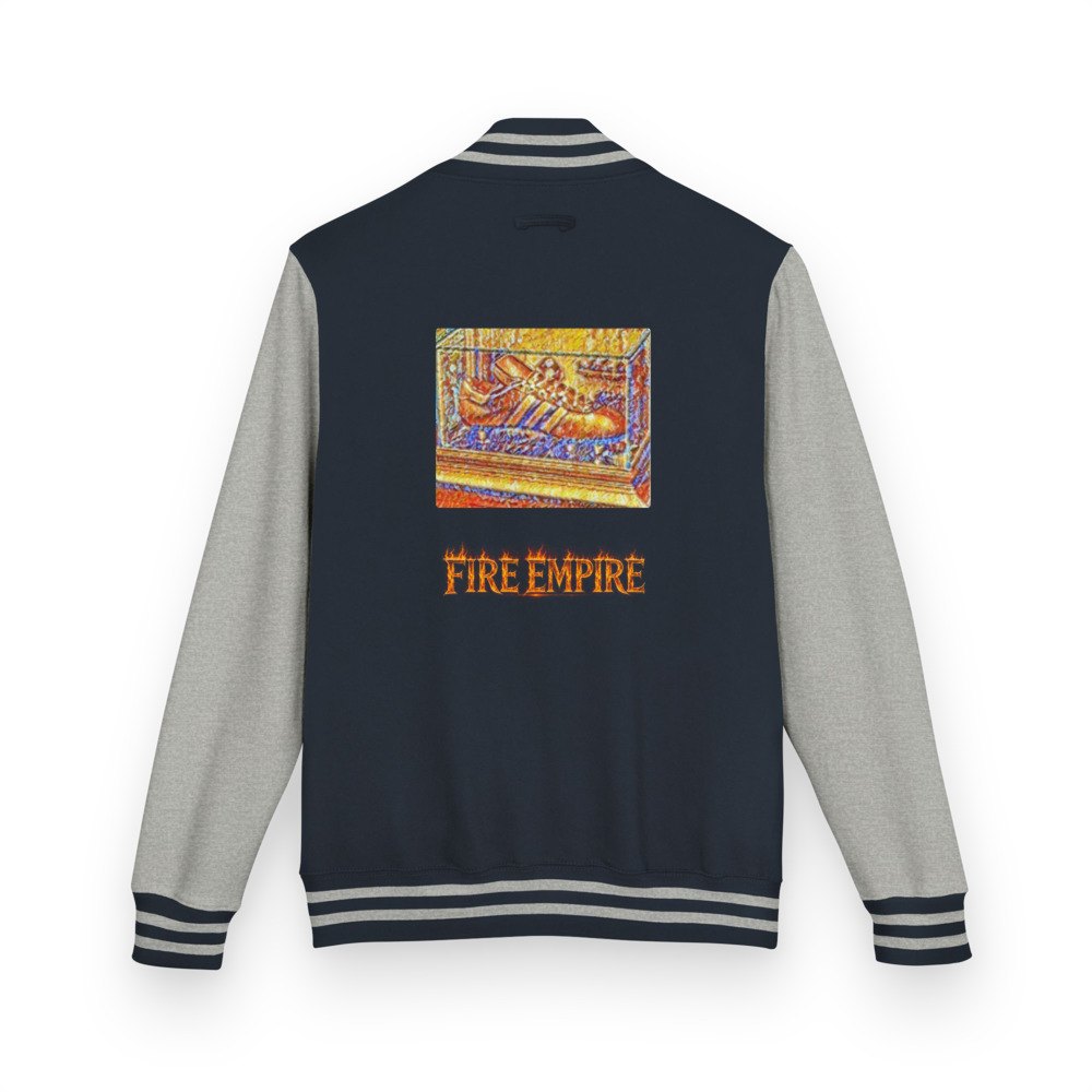 Fire Empire Mosaic Room Varsity Jacket in Oxford Navy/Heather Grey