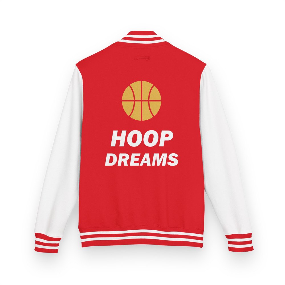 Fly Baller Hoop Dreams Varsity Jacket in Fire Red/Arctic White