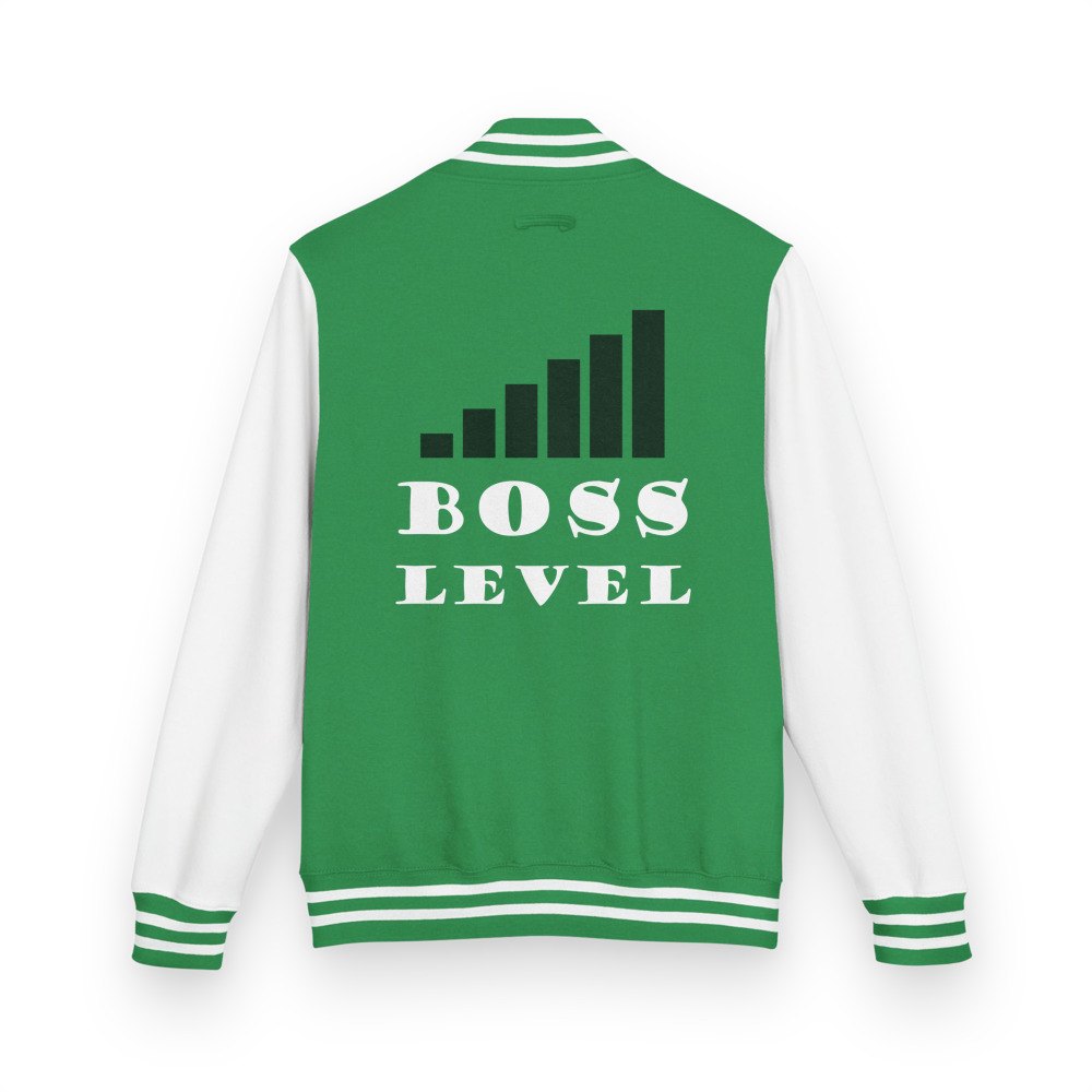 Biggest Bossman Boss Level Varsity Jacket in Kelly Green/Arctic White
