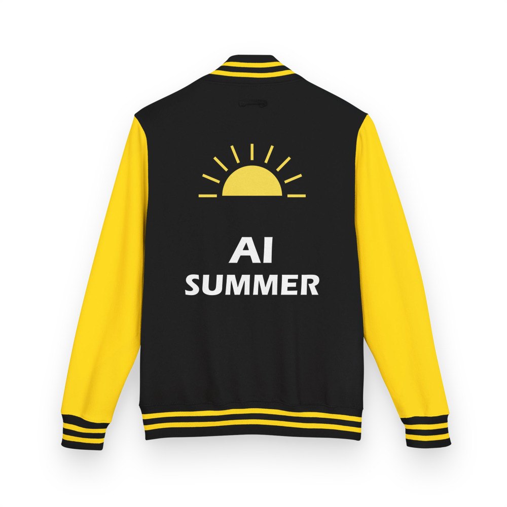 Strawberry Lemonade AI Summer Varsity Jacket in Jet Black/Sun Yellow