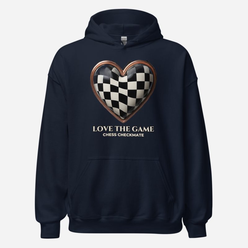 Chess Checkmate Love The Game Hoodie in Navy
