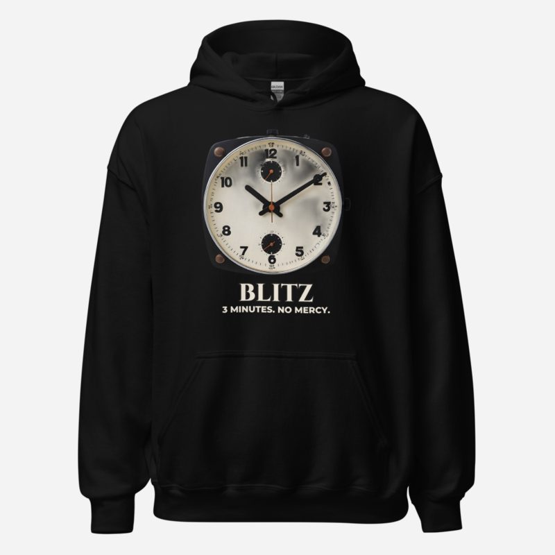 Chess Checkmate Blitz Clock Hoodie in Black