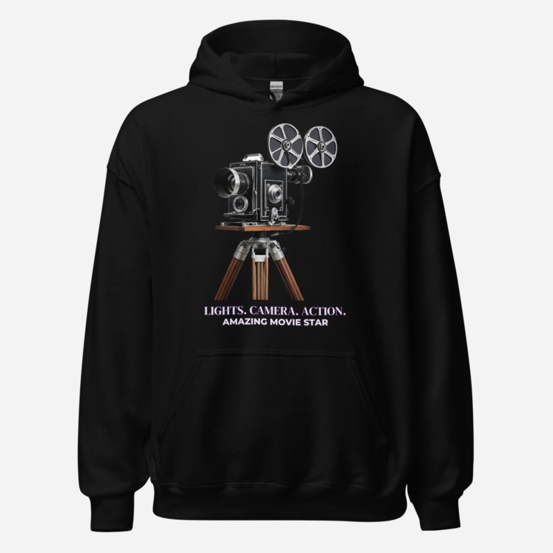 Amazing Movie Star Lights Camera Action Hoodie in Black