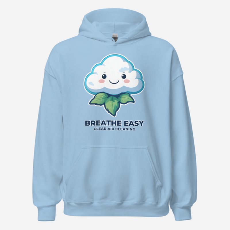 Clear Air Cleaning Breathe Easy Hoodie in Light Blue