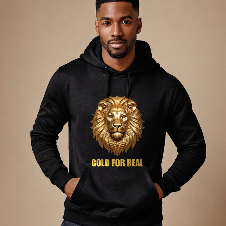 Gold For Real Golden Lion Hoodie in Black