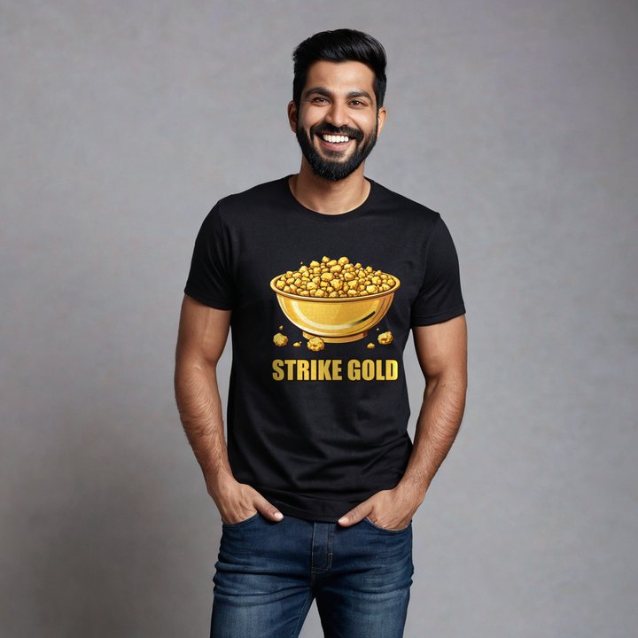 Gold For Real Strike Gold Pan Tee in Black