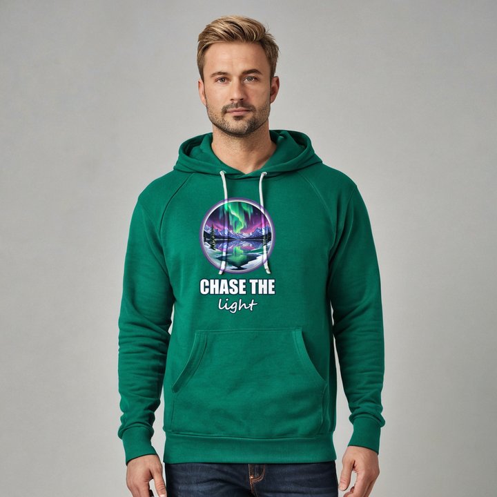 Geographical Effect Chase The Light Aurora Hoodie in Forest Green