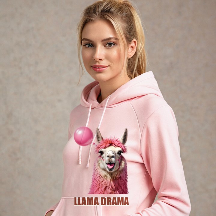 Al Drama Llama Llama Drama Bubblegum Hoodie in Light Pink