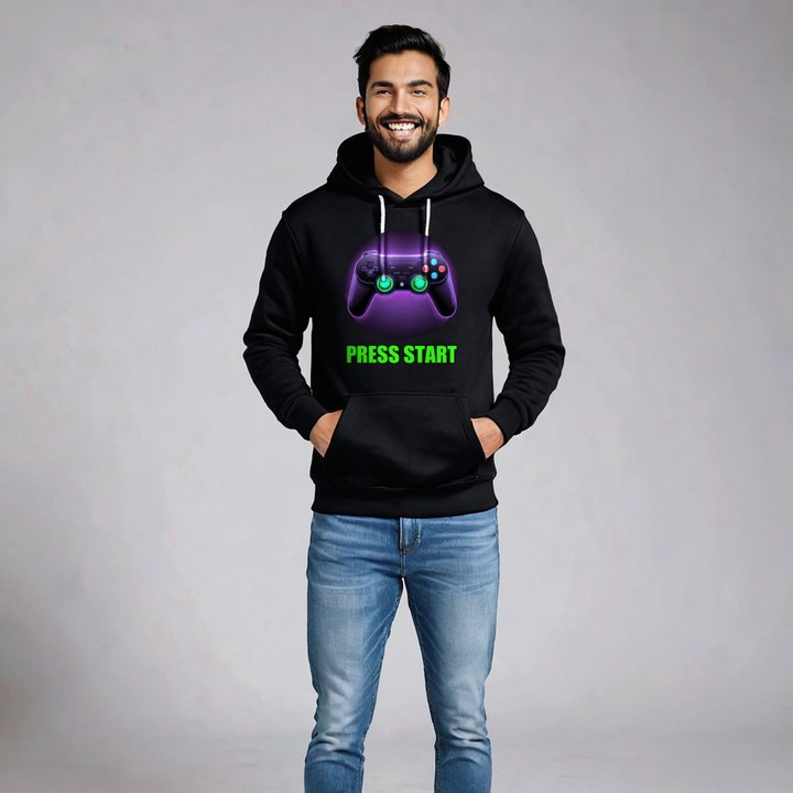 Top Gaming Society Press Start Controller Hoodie in Black