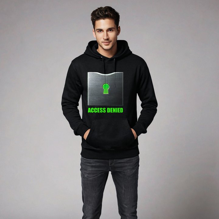 Cybersecurity Geniuses Access Denied Neon Lock Hoodie in Black