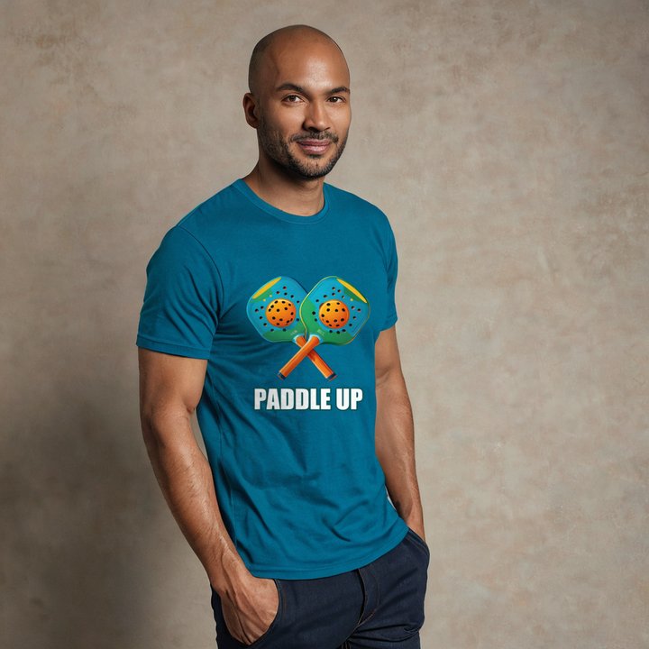Sensational Pickleball Paddle Up Crossed Paddles Tee in Teal