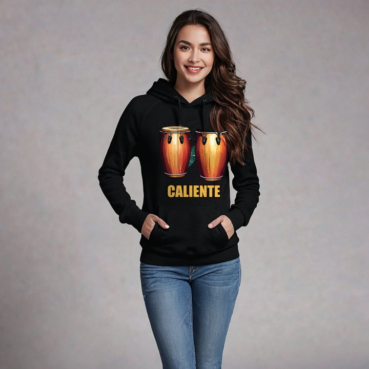 Salsa Tranquila Caliente Congas Hoodie in Black