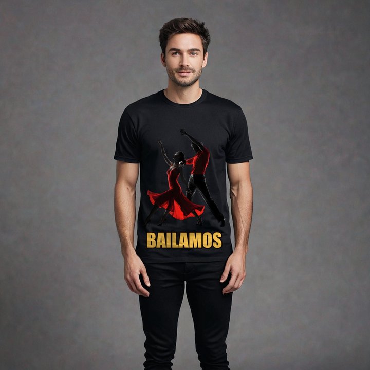 Salsa Tranquila Bailamos Dancers Tee in Black